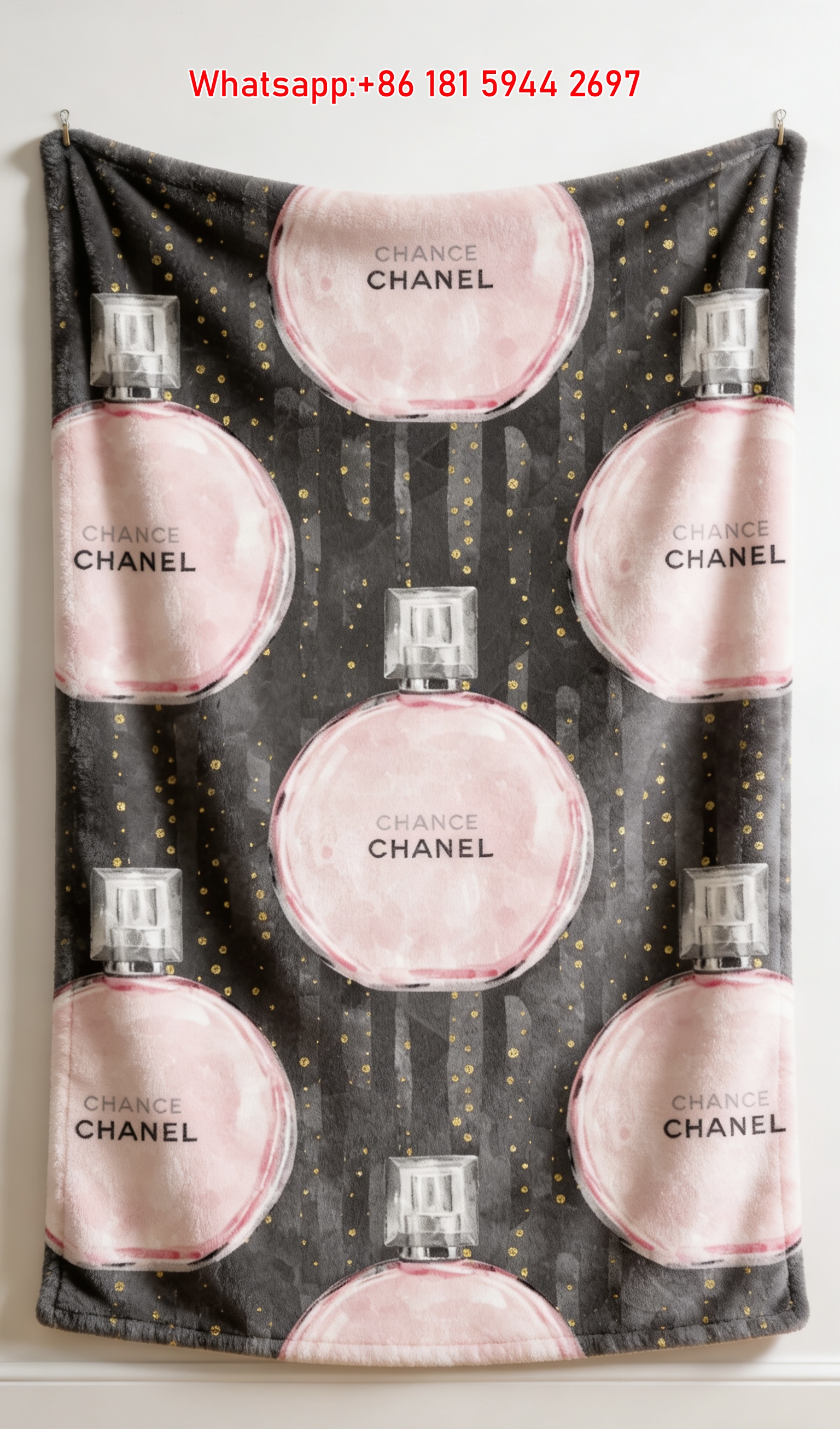 Chanel Chance Perfume Pink Flannel Throw Blanket IMG_7117